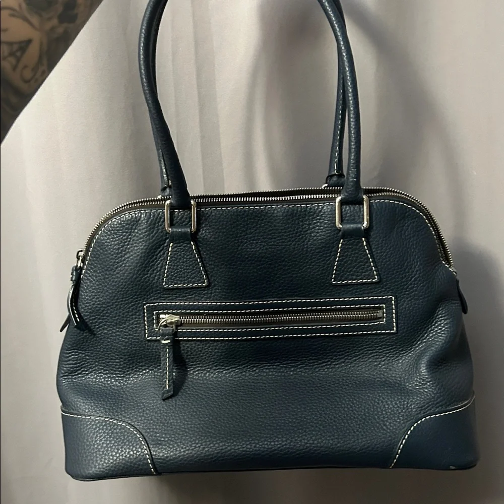 Dooney & Bourke Blue Pebbled Leather Satchel - Picture 3 of 4